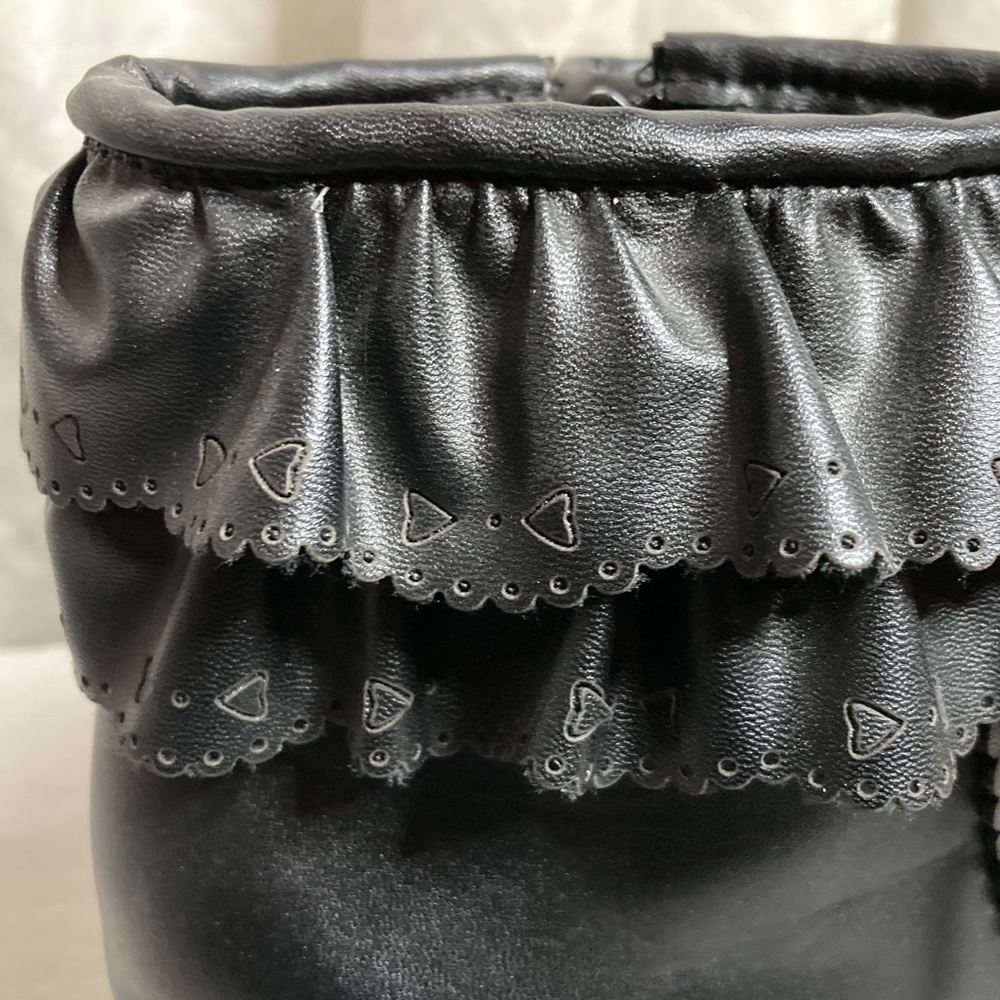 Black Booties w heart detail - Picture 3 of 9
